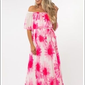 PinkBlush maternity off the shoulder maxi dress